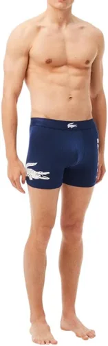 Vista 2 de Lacoste Troncos elásticos de algodón con estampado de cocodrilo grande para hombre, paquete de 3