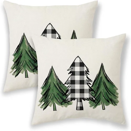 Vista 34 de Fundas de almohada de Navidad de 16 x 16 pulgadas, almohadas decorativas de Navidad con copos de nieve dorados, blancos y rojos para sofá, fundas