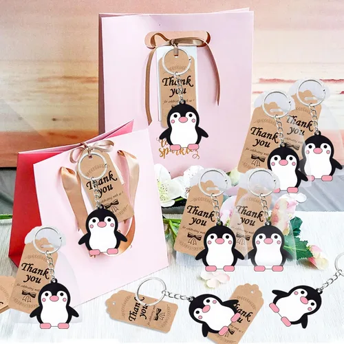 Vista 6 de Paquete de 24 llaveros de pingüino, recuerdo de fiesta para amantes de los pingüinos, regalo de regreso de invitados, fiesta temática de animales