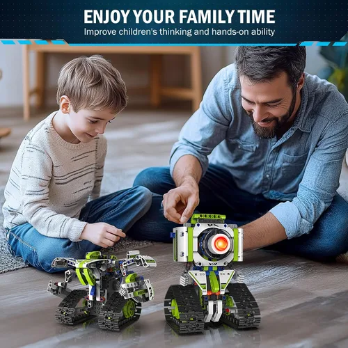 Vista 6 de Juguetes de construcción robot con control remoto, regalos de cumpleaños de Navidad STEM para niños de 8 a 13 años, kit de ciencia 5 en 1, modelos