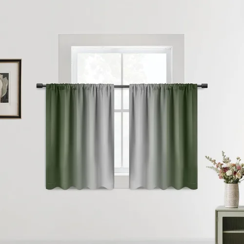 Vista 34 de SimpleHome Cortinas Pequeñas Negras Impermeables con Bolsillo para Barra Suave para Cocina, Cortinas Impermeables con Bolsillo para Barra