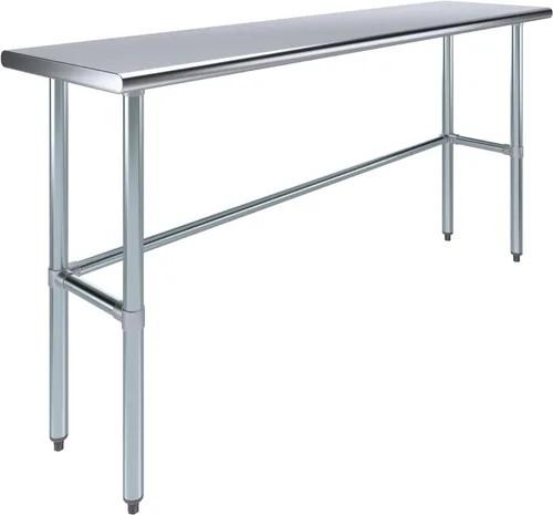 Vista 11 de Mesa de Trabajo de Acero Inoxidable con Base Abierta de 24" x 14" – Mesa Comercial Compacta Certificada NSF con Patas Galvanizadas para Cocinas