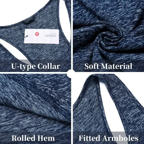 Vista 5 de COOFANDY Camisetas sin mangas para hombre, paquete de 3 camisetas sin mangas para gimnasio, espalda en Y, entrenamiento muscular, culturismo
