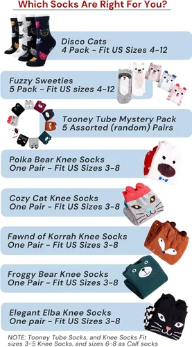 Vista 8 de Cute Tube Socks, Girls Knee Socks, Fun Socks For Girls or Teens, cute animal socks Fox Cat Deer Fawn Bear