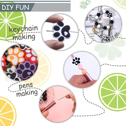 Vista 4 de YOKUSHI 14 cuentas focales de silicona para bolígrafos, llaveros y más, 0.98 x 1.18 pulgadas, 3D cóncavo-convexo, sin BPA, con forma de perro gato