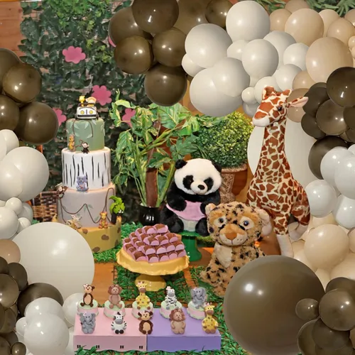 Vista 3 de PERPAOL 147 globos de café azul y marrón y 151 globos marrones para decoración de fiesta de cumpleaños de oso de peluche