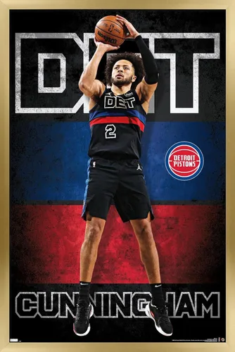 Vista 15 de Trends International NBA Detroit Pistons - Póster de pared de Cade Cunningham 23, 22.4 pulgadas de largo x 14.7 pulgadas, versión enmarcada
