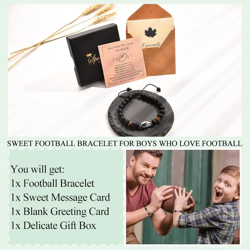 Vista 6 de EFVISD Pulsera de fútbol, fútbol, baloncesto, béisbol, regalos para adolescentes, niños, jugadores, equipo, hijo, nieto, hermano, sobrino, amigo