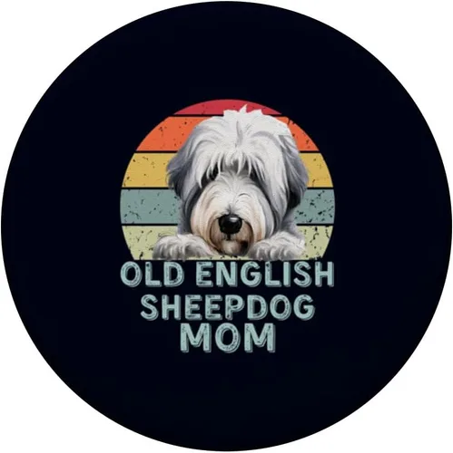 Vista 3 de Antiguo perro pastor inglés perro mamá retro vintage amantes de los perros PopSockets intercambiables PopGrip