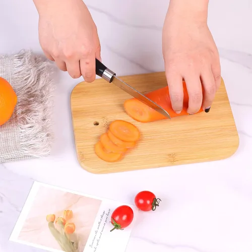Vista 2 de Juego de tablas de cortar de bambú para cocina,Tablas de cortar pequeñas con soporte,Tablas de servir para sándwich queso comida desayuno