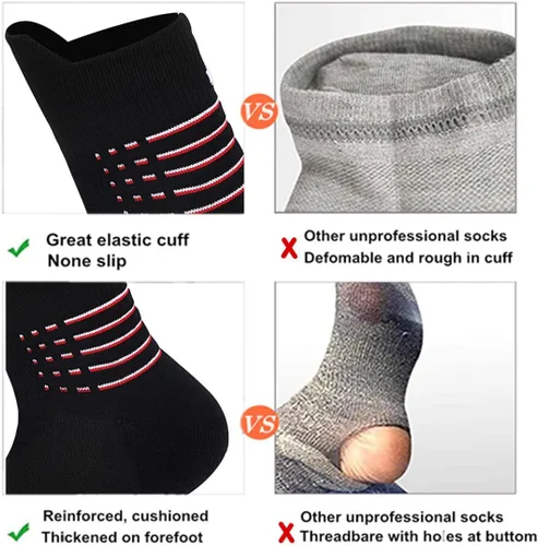 Vista 4 de Seiciviy Calcetines deportivos para hombre, calcetines de compresión al tobillo, para correr, entrenamiento, talla 6-14, ciclismo, deportes al aire