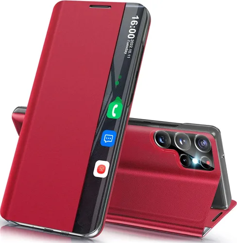 Vista 76 de Funda de teléfono para Samsung Galaxy A16 5G, Clear View Window Funda delgada de lujo para teléfono Galaxy A16 con soporte, funda protectora