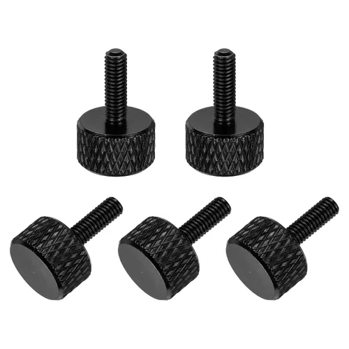 Vista 99 de MECCANIXITY 5 piezas M6x14mm Tornillos de pulgar estriado de cabeza plana, pernos de rosca completa de aleación de aluminio sólido para carcasas