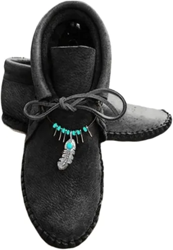 Vista 6 de Ladmiple Botas de tobillo para mujer, sin tacón, casual, con cremallera lateral, botas cortas vaqueras occidentales, zapatos para caminar