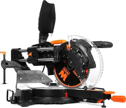 Vista 3 de WEN MM1215 Sierra ingletadora compuesta deslizante de doble bisel de 15 amperios y 12 pulgadas con línea de corte LED