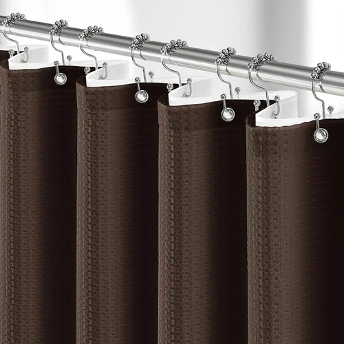 Vista 15 de 3 in 1 Waffle Shower Curtain Set with PEVA Liner 72Wx72H Navy Blue Azul marino