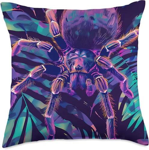 Vista 4 de Retro Synthwave Tarantula Art Poster Throw Pillow