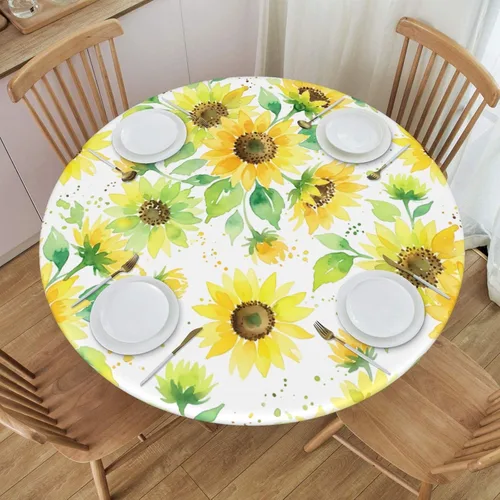 Vista 48 de Decorative Round Tablecloth Fitted Elastic 26" - 30" Butterfly Waterproof Table Cloth Cover Stretch Table Pad Cover for Parties Weddings Banquet