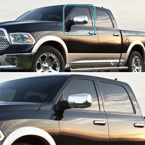 Vista 2 de Spec-D Tuning espejo lateral plegable con sensor de temperatura calefactado, cromado, lado del conductor, compatible con Dodge Ram 1500 2013-2019