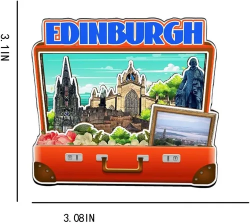 Vista 3 de Imán de madera para nevera de Edimburgo, Reino Unido, 3587, monumentos en 3D, recuerdos coleccionables, para viajes, decoración hecha a mano