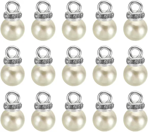 Vista 12 de PATIKIL 100 cuentas de perlas de perlas de imitación con diamantes de imitación DIY para hacer joyas, pulseras y aretes Plateado blanco
