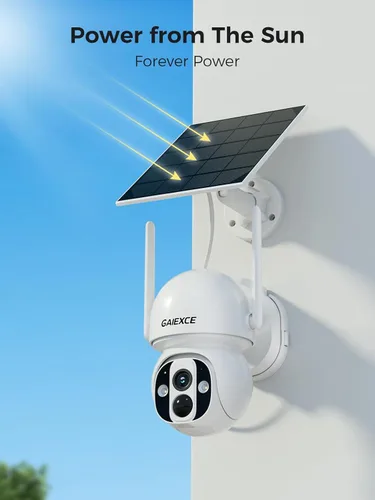 Vista 4 de Cámara de seguridad solar inalámbrica WiFi Pro para exteriores, visión nocturna a color de 4 MP, detección de movimiento AI/PIR, 360 PT, audio de 2