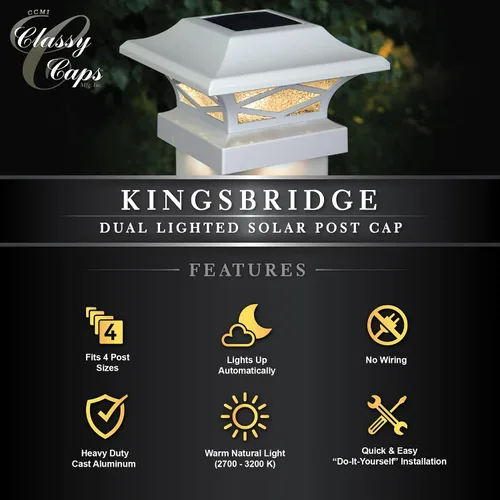 Vista 7 de Classy Caps SLK807W Kingsbridge - Tapa solar con doble iluminación blanca