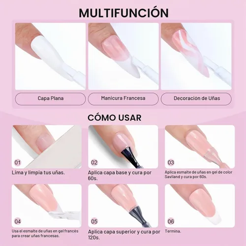 Vista 8 de SAVILAND Esmalte de uñas de gel francés blanco para principiantes 1-A-blanco