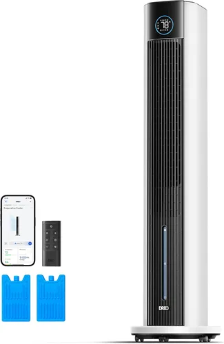 Vista 12 de DREO Enfriador evaporativo de pantano de aire, ventiladores de enfriamiento de 43 pulgadas que sopla aire frío 2025 actualizado, ventilador de piso