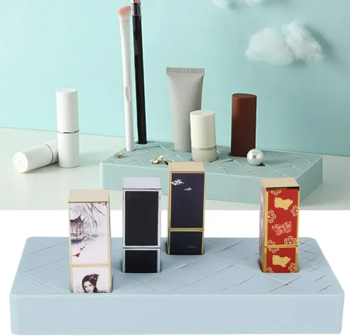 Vista 3 de Silicone Lipstick Organizer, 24 Slots Makeup Cosmetics Holder, Storage Box Display Stand For Dressing Table, Countertop Desk, Soft Non Slip