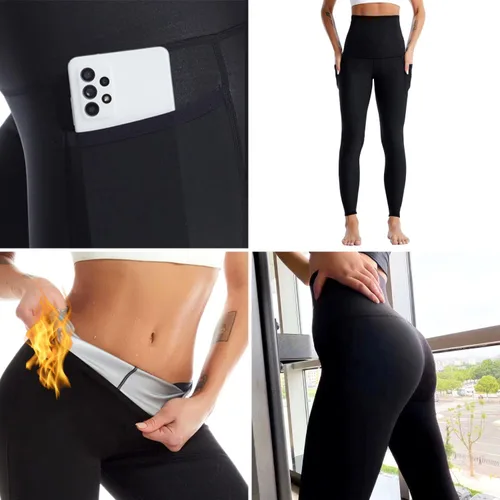 Vista 3 de Nano Hertz Traje de sauna para sudar, moldeador, pantalones cortos con bolsillos, entrenamiento de cintura, traje para ejercicio, fitness, gimnasio