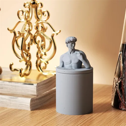 Vista 2 de Molde de silicona de estatua 3D, molde de escultura de retrato de hormigón para tapa de tarro de vela, herramientas de decoración del hogar