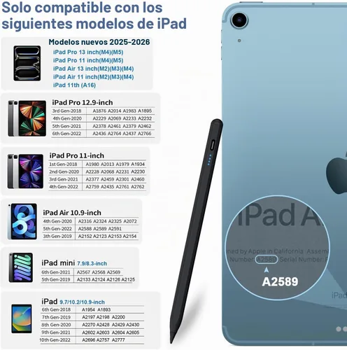 Vista 2 de Lápiz capacitivo para iPad 9ª y 10ª - Lápiz de carga Type-C para iPad con rechazo de palma, lápiz activo compatible con (2018-2025) Apple iPad