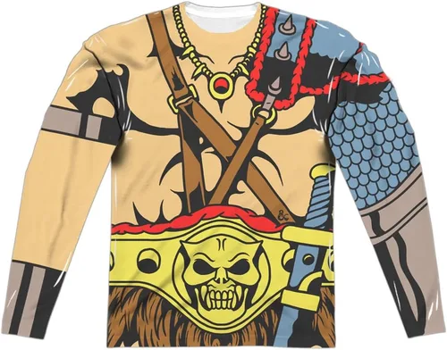 Vista 2 de Popfunk Disfraz clásico de Calabozos y Dragones Unisex Adulto Manga Larga Costum Camiseta de Halloween (delanteratrasera)