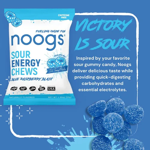 Vista 3 de Blue Raspberry Blast Sour Energy Chews, Electrolyte Energy Gummies