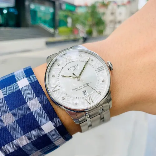 Vista 7 de Tissot Reloj de vestir de acero inoxidable Chemin Des Tourelles para hombre, color gris T0994071103300, Gris, Contemporáneo