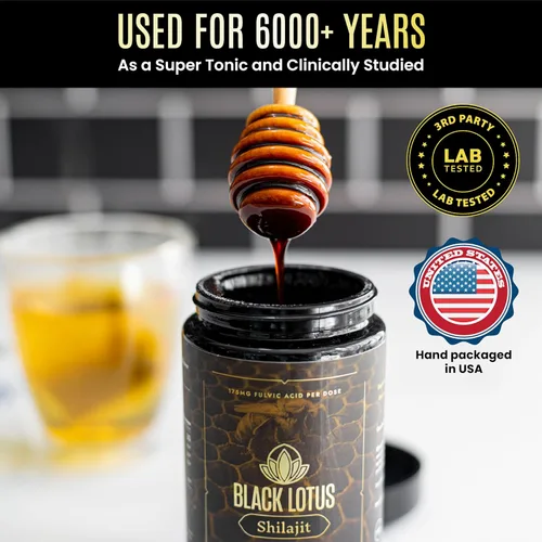 Vista 6 de Black Lotus Pure Shilajit - Tintura líquida de miel cruda de resina, 10.1 fl oz, 100% Shilajit natural puro para hombres y mujeres, aminoácidos, 175
