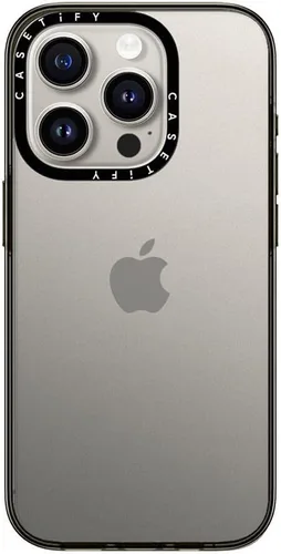 Vista 10 de CASETiFY Estuche Compacto para iPhone 15 Plus [Probado contra caídas de grado militar 2X / Protección contra caídas de 4 pies] - Negro Transparente