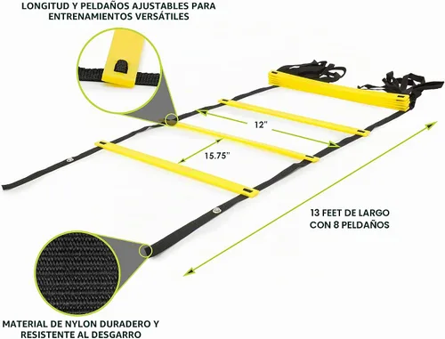 Vista 2 de ProsourceFit Speed Agility Ladder 8, 12 and 20 Rung for Speed Training and Sports Agility Workouts with Free Carrying Bag