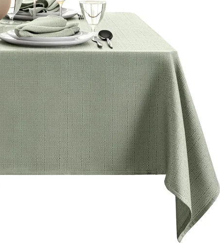 Vista 23 de Elrene Home Fashions - Mantel de textura sólida de laurel, resistente al agua y a las manchas, 60 x 102 pulgadas, rectangular, color gris pardo gris