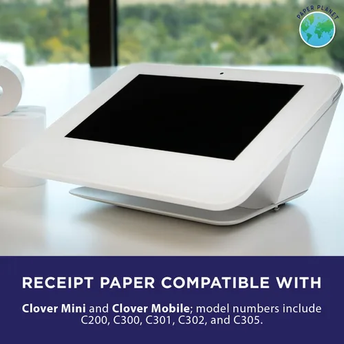 Vista 3 de Papel térmico para impresora térmica Clover Mini de Paper Planet C200 C300 C301 C302 C305 120 rollos