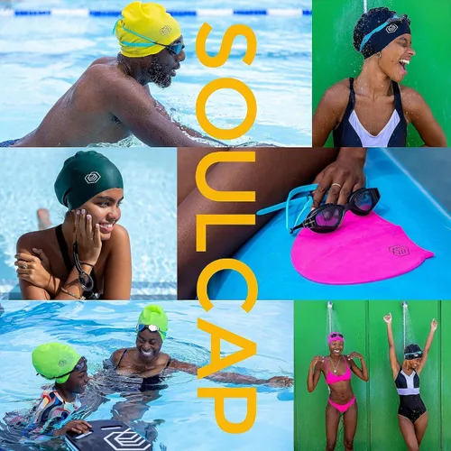 Vista 3 de SOUL CAP – Gorra de natación grande para cabello largo – diseñada para cabello largo, rastas, cabello ondulado, extensiones de cabello, trenzas Negro
