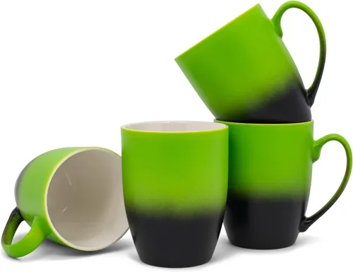 Vista 13 de Elanze Designs Magenta blanco dos tonos Ombre mate taza de café de cerámica de 12 onzas Magenta y blanco.