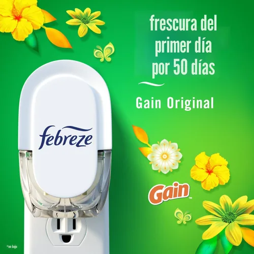 Vista 3 de Febreze Ambientador enchufable, repuesto de aceite perfumado que combate el olor, para el hogar, el baño y la cocina, de larga duración, gana brisa