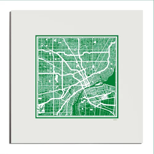 Vista 81 de O3 Design Studio San Diego, CA Paper Cut Map Matted Grey 20x20 in Paper Art