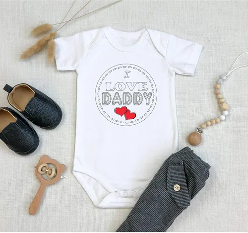 Vista 3 de I Love Daddy" Custom Boutique Body de Onesie.