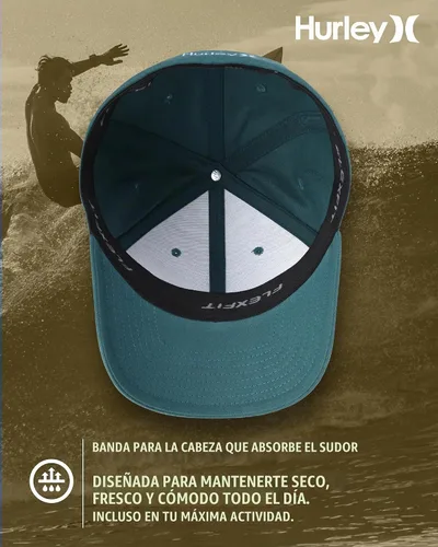 Vista 3 de Hurley Sombrero para hombre - Gorra ajustada elástica de visera curvada Aurora verde