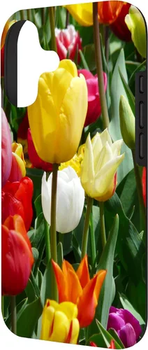 Vista 2 de Funda botánica para iPhone 17 con flores coloridas y tulipanes para amantes de las plantas