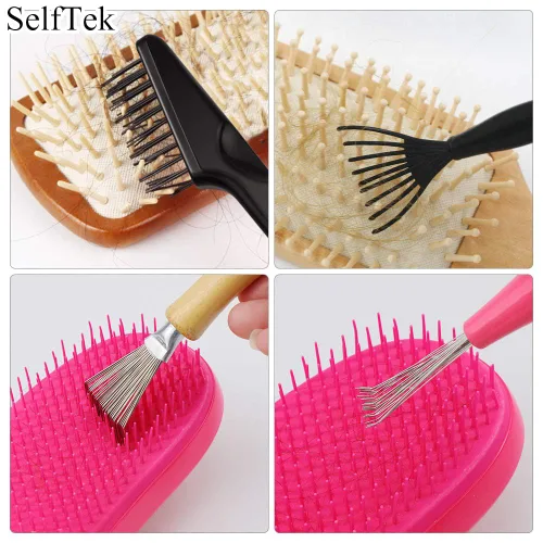 Vista 4 de SelfTek Paquete de 4 herramientas de limpieza de cepillos para el cabello para eliminar el vello y el polvo, uso doméstico o de salón