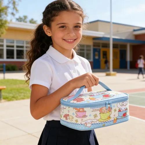 Vista 7 de Roffatide Anime Cinnamoroll - Bolsa de almuerzo con asa aislada, a prueba de fugas, reutilizable, bolsa de almuerzo para el trabajo, picnic Azul